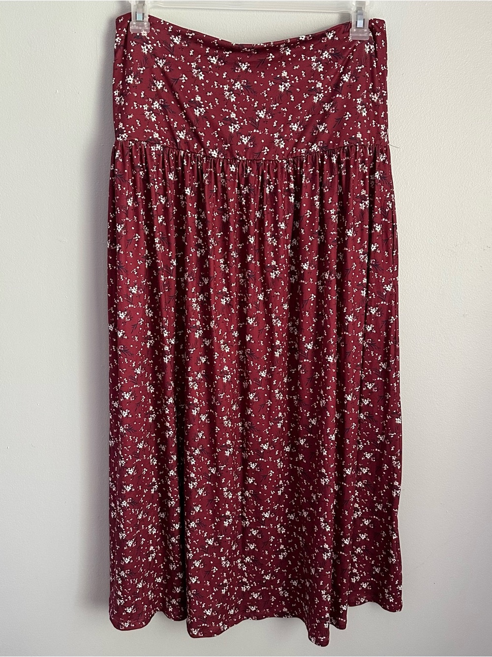 XL Simlu floral burgundy maxi skirt women’s